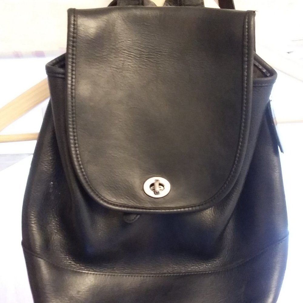 Coach Black Leather Back Pack (& Purse)